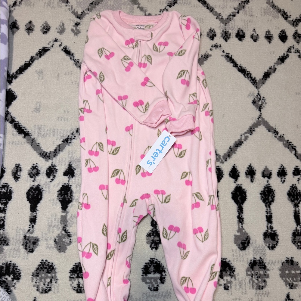 Carter's Pink Cherry Fleece footie pajamas
